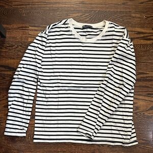 Zara Cream and Black Striped Top